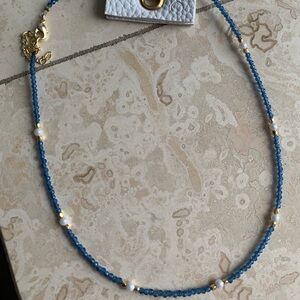 Two’s Company 2 CHIC A Fine Line Delicate Bead + Pearl Collar Necklace
